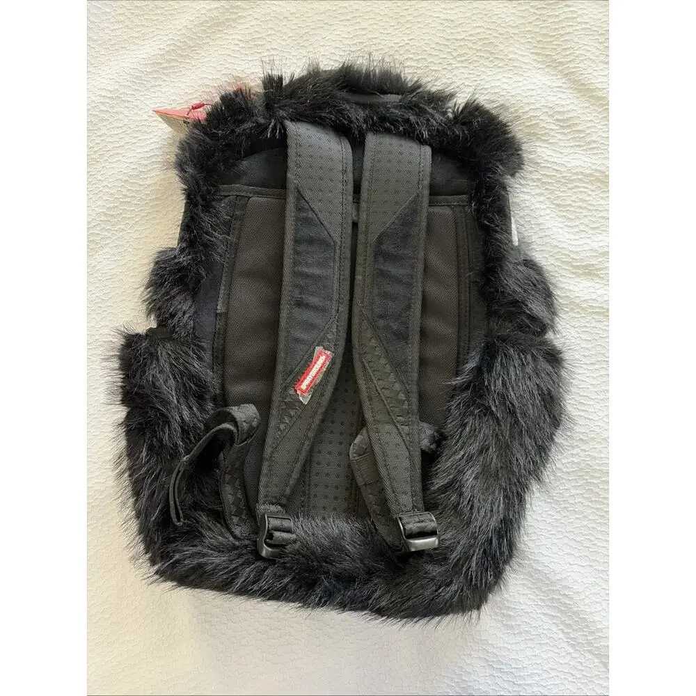 Sprayground Furzilla Night Fur Cray Backpack Black Shark Large Limited Edition
